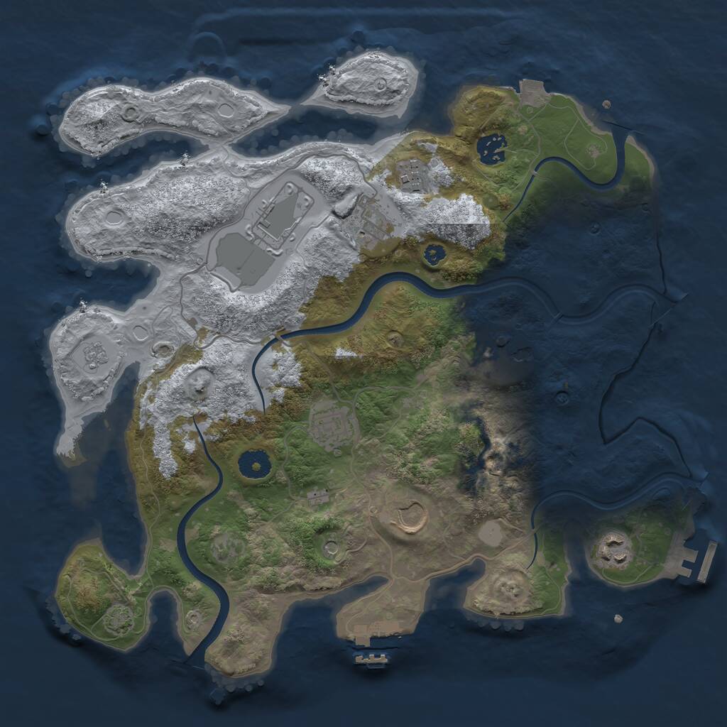 Rust Map: Procedural Map, Size: 3500, Seed: 1471652552, 14 Monuments
