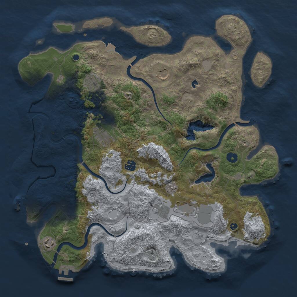 Rust Map: Procedural Map, Size: 4096, Seed: 2734586, 14 Monuments
