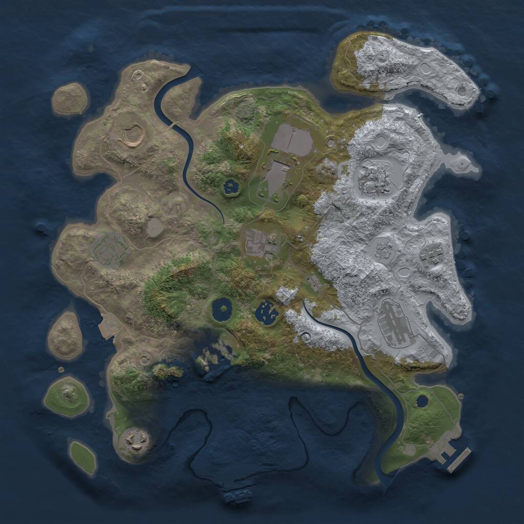 Rust Map: Procedural Map, Size: 3500, Seed: 960563929, 16 Monuments