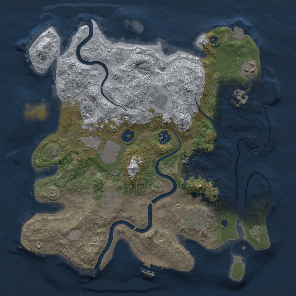 Rust Map: Procedural Map, Size: 3500, Seed: 1674233627, 14 Monuments