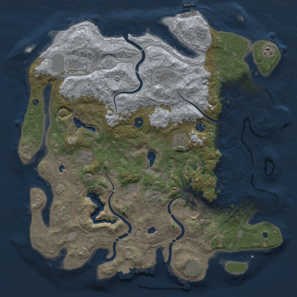 Rust Map: Procedural Map, Size: 4500, Seed: 97381148, 17 Monuments