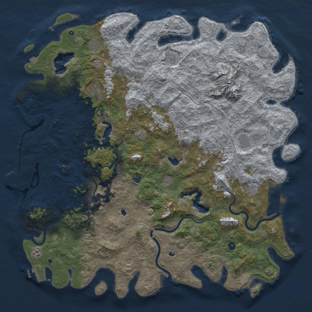 Rust Map: Procedural Map, Size: 6000, Seed: 1344638942, 17 Monuments