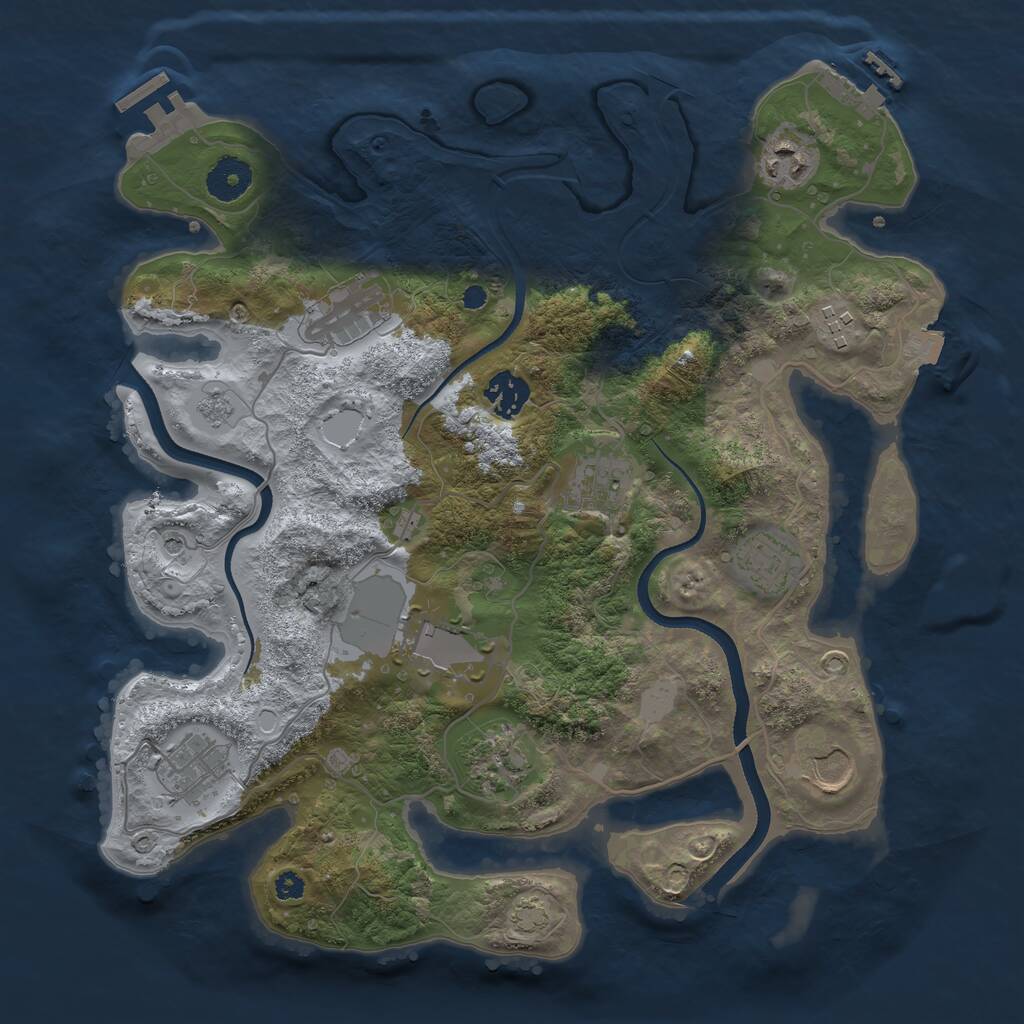 Rust Map: Procedural Map, Size: 3500, Seed: 1195282196, 16 Monuments