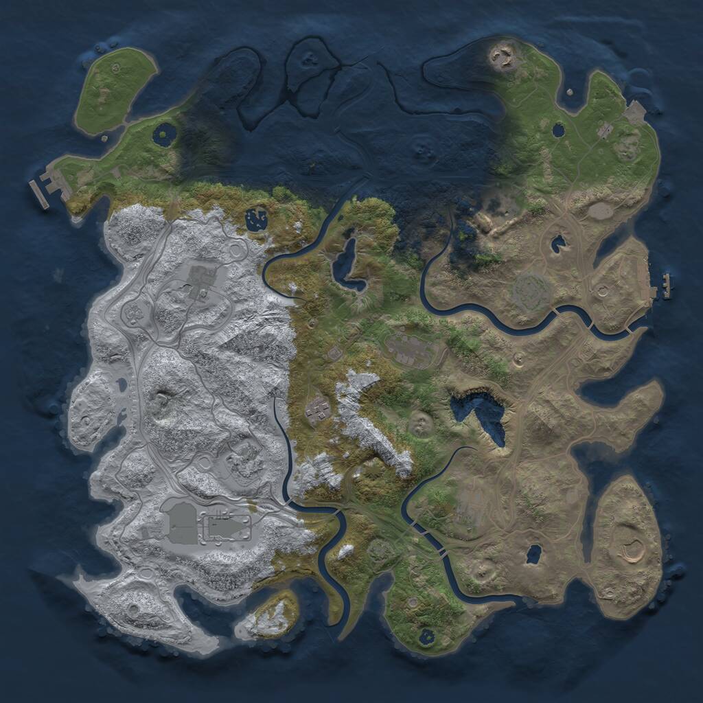Rust Map: Procedural Map, Size: 4500, Seed: 34871923, 17 Monuments