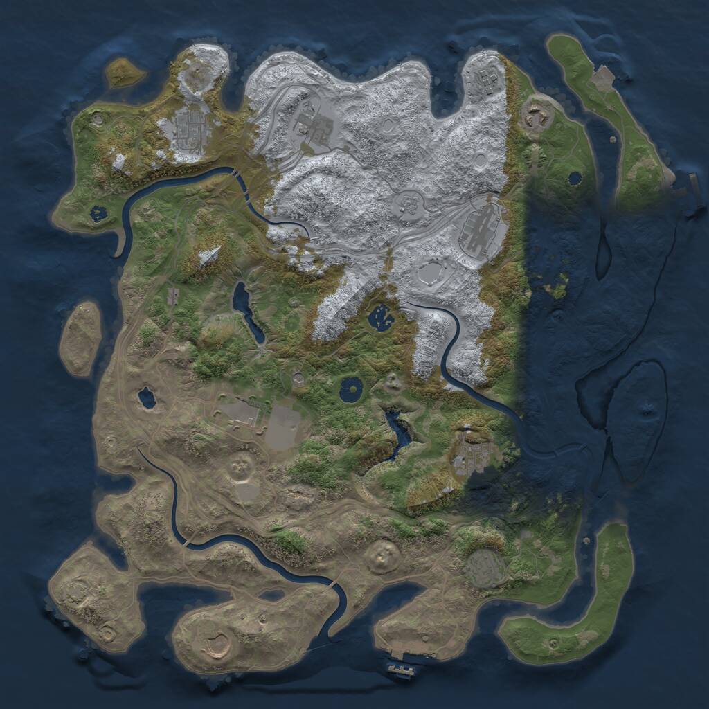 Rust Map: Procedural Map, Size: 4250, Seed: 604518938, 16 Monuments
