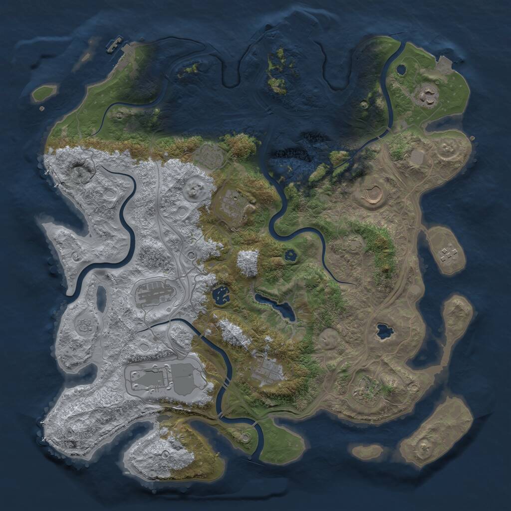 Rust Map: Procedural Map, Size: 4250, Seed: 1182658316, 16 Monuments