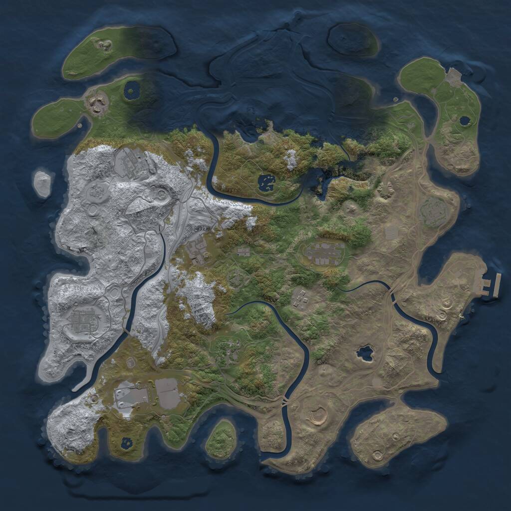Rust Map: Procedural Map, Size: 4250, Seed: 744789175, 16 Monuments