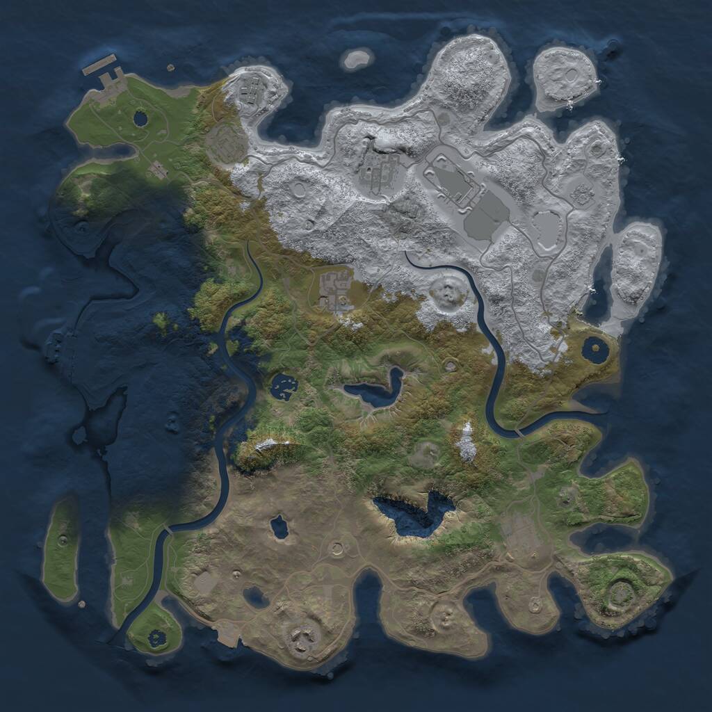 Rust Map: Procedural Map, Size: 4000, Seed: 1268591393, 14 Monuments