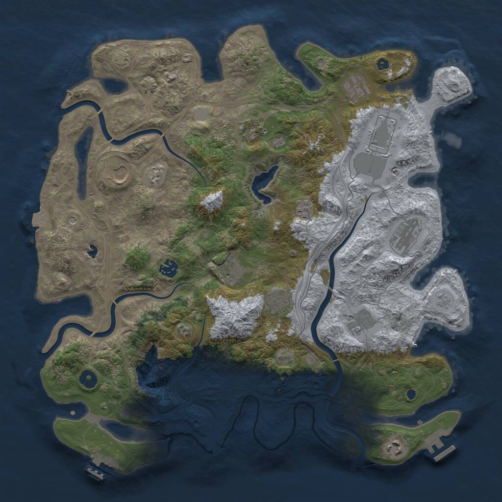 Rust Map: Procedural Map, Size: 4250, Seed: 317832614, 17 Monuments