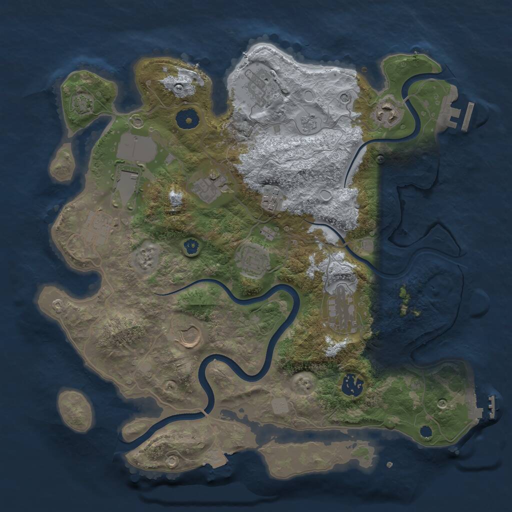 Rust Map: Procedural Map, Size: 3500, Seed: 1561491082, 16 Monuments