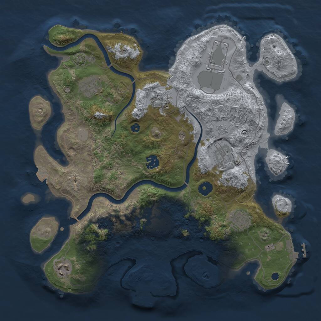 Rust Map: Procedural Map, Size: 3500, Seed: 967824749, 15 Monuments