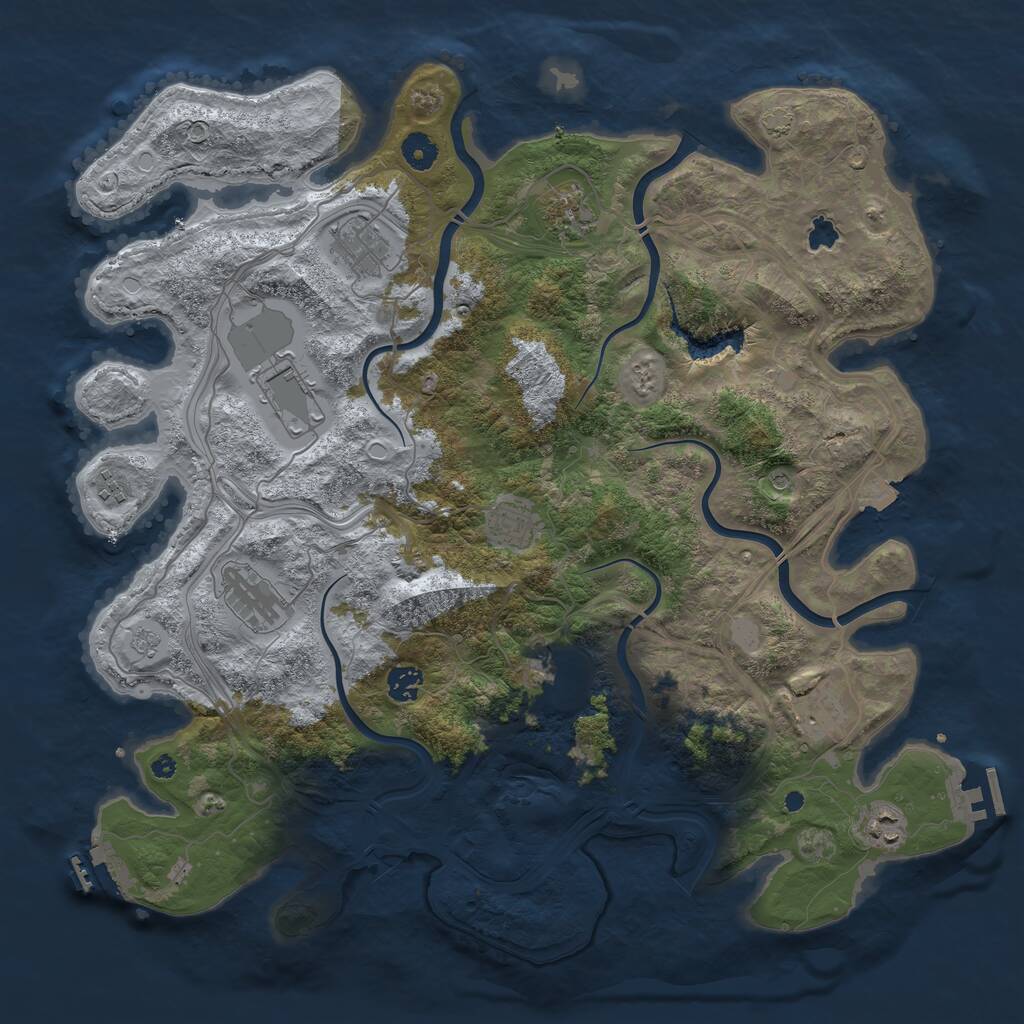 Rust Map: Procedural Map, Size: 4250, Seed: 1293366031, 16 Monuments