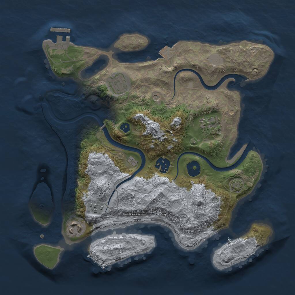Rust Map: Procedural Map, Size: 3000, Seed: 7469385, 9 Monuments