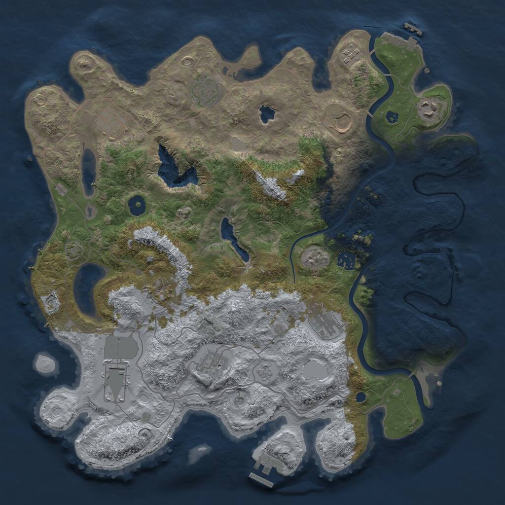 Rust Map: Procedural Map, Size: 4000, Seed: 373825844, 16 Monuments