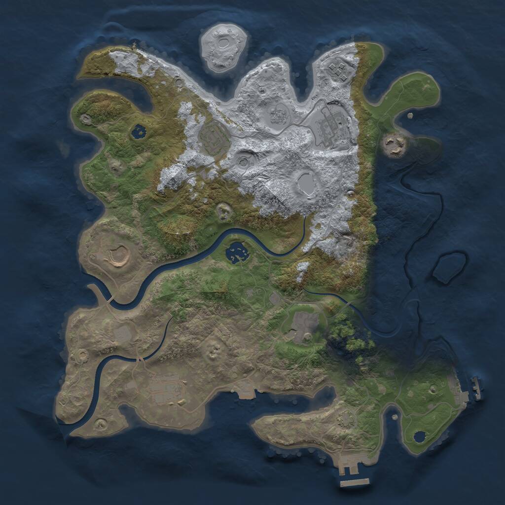 Rust Map: Procedural Map, Size: 3500, Seed: 1947608861, 14 Monuments
