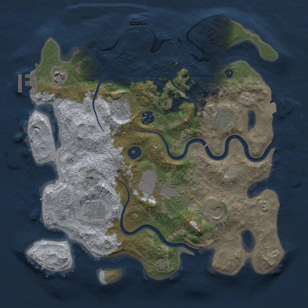 Rust Map: Procedural Map, Size: 3500, Seed: 824106859, 14 Monuments