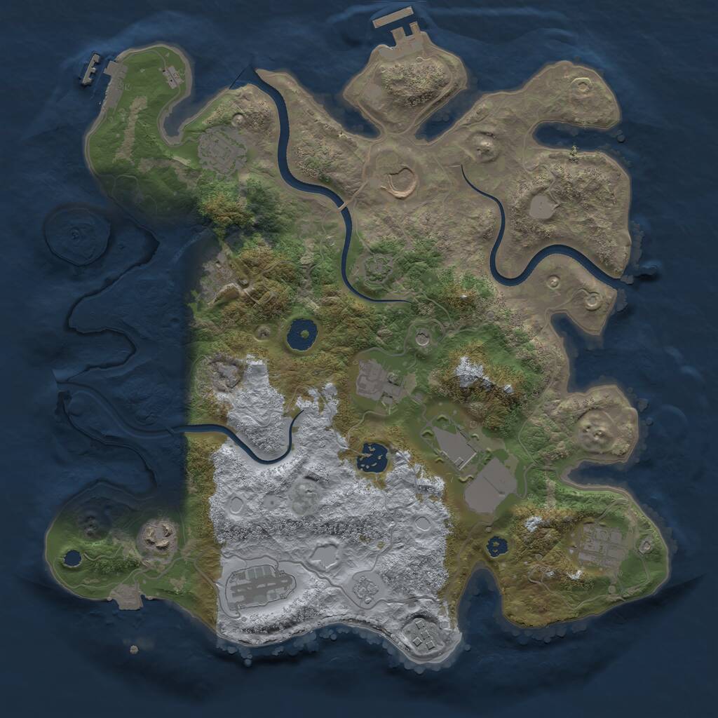 Rust Map: Procedural Map, Size: 3500, Seed: 860643000, 16 Monuments