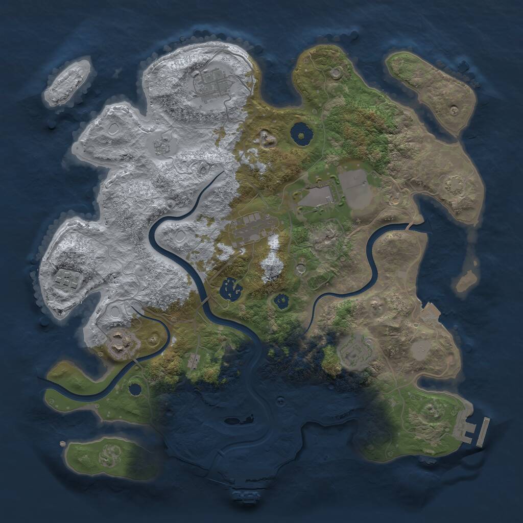 Rust Map: Procedural Map, Size: 3500, Seed: 1305063889, 13 Monuments
