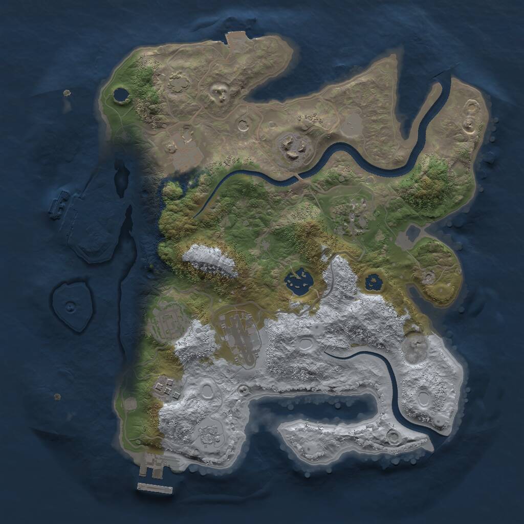Rust Map: Procedural Map, Size: 3000, Seed: 888647959, 13 Monuments