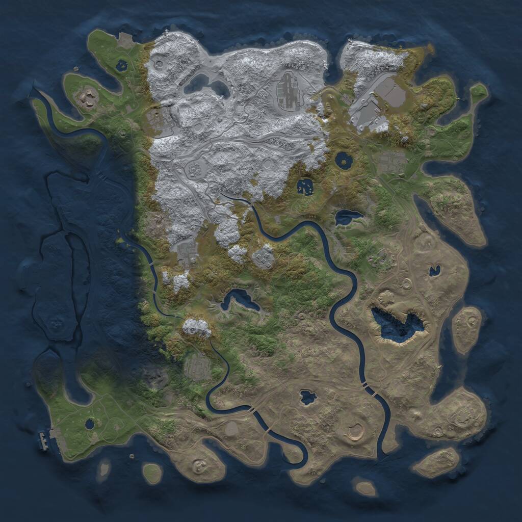 Rust Map: Procedural Map, Size: 4500, Seed: 1182582445, 17 Monuments