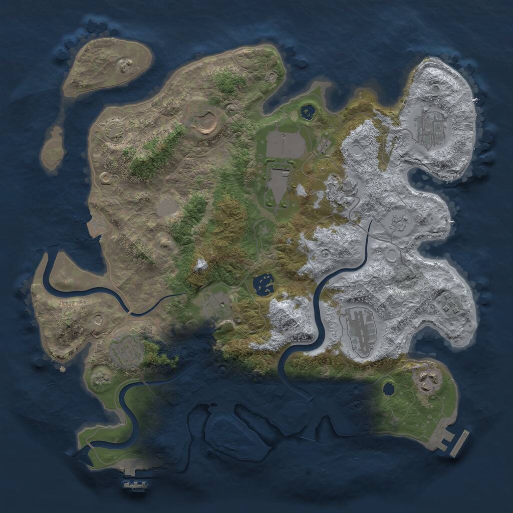 Rust Map: Procedural Map, Size: 3500, Seed: 1466768347, 16 Monuments
