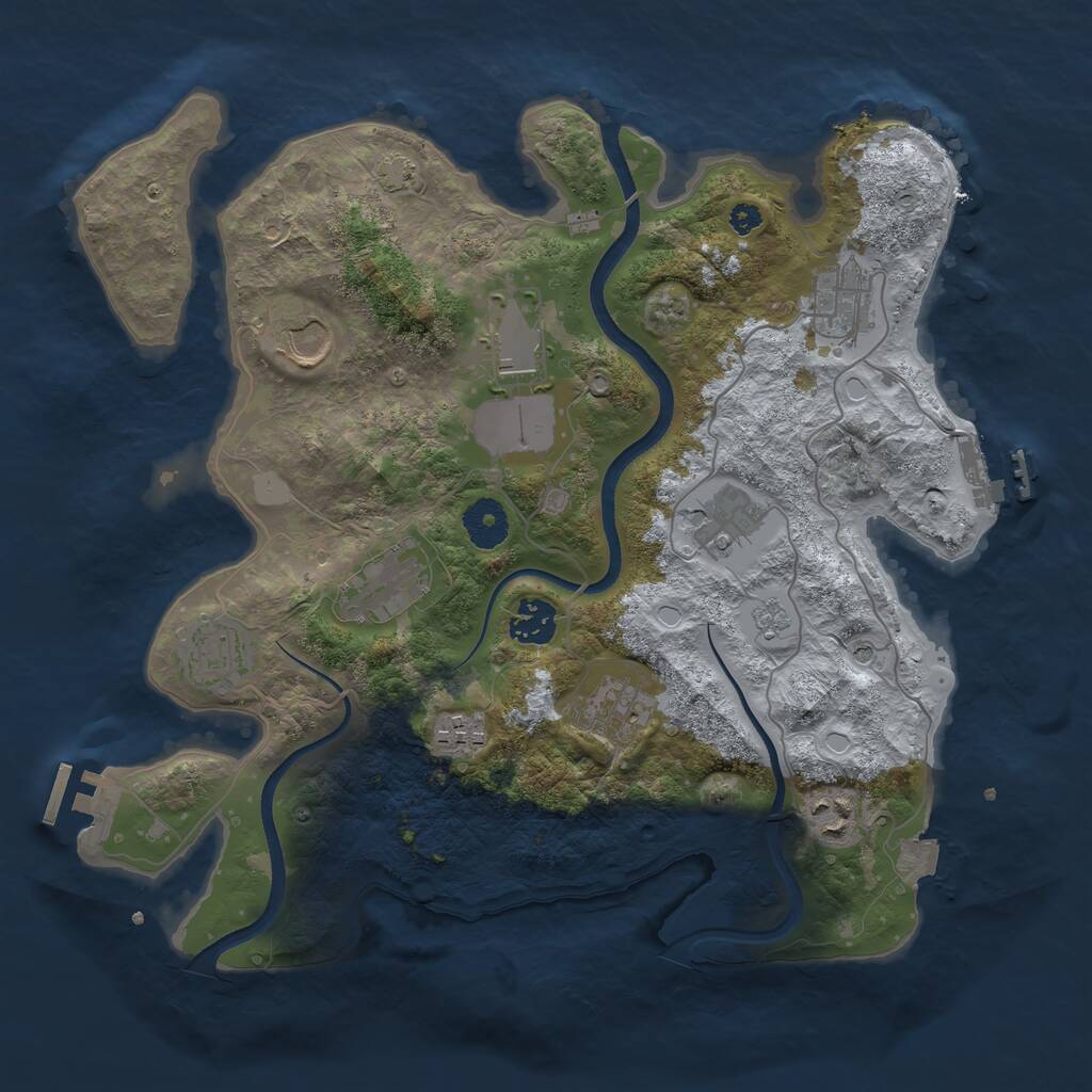 Rust Map: Procedural Map, Size: 3500, Seed: 1067617402, 16 Monuments
