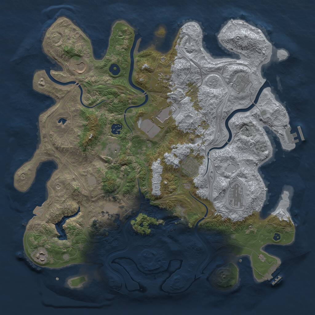 Rust Map: Procedural Map, Size: 4250, Seed: 58482220, 17 Monuments