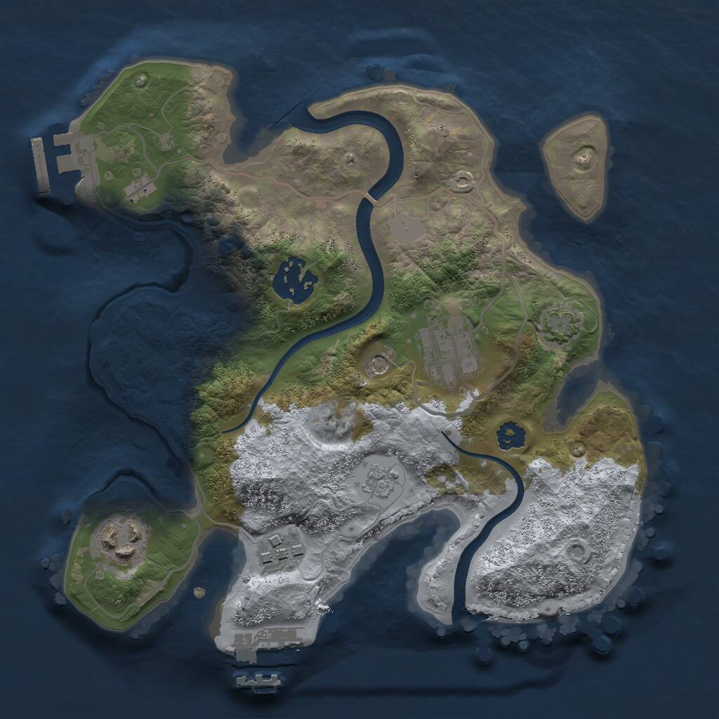 Rust Map: Procedural Map, Size: 2500, Seed: 657535, 10 Monuments