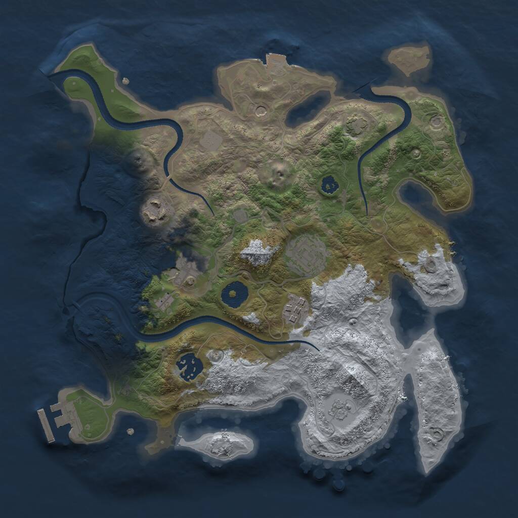 Rust Map: Procedural Map, Size: 3000, Seed: 1838790386, 10 Monuments