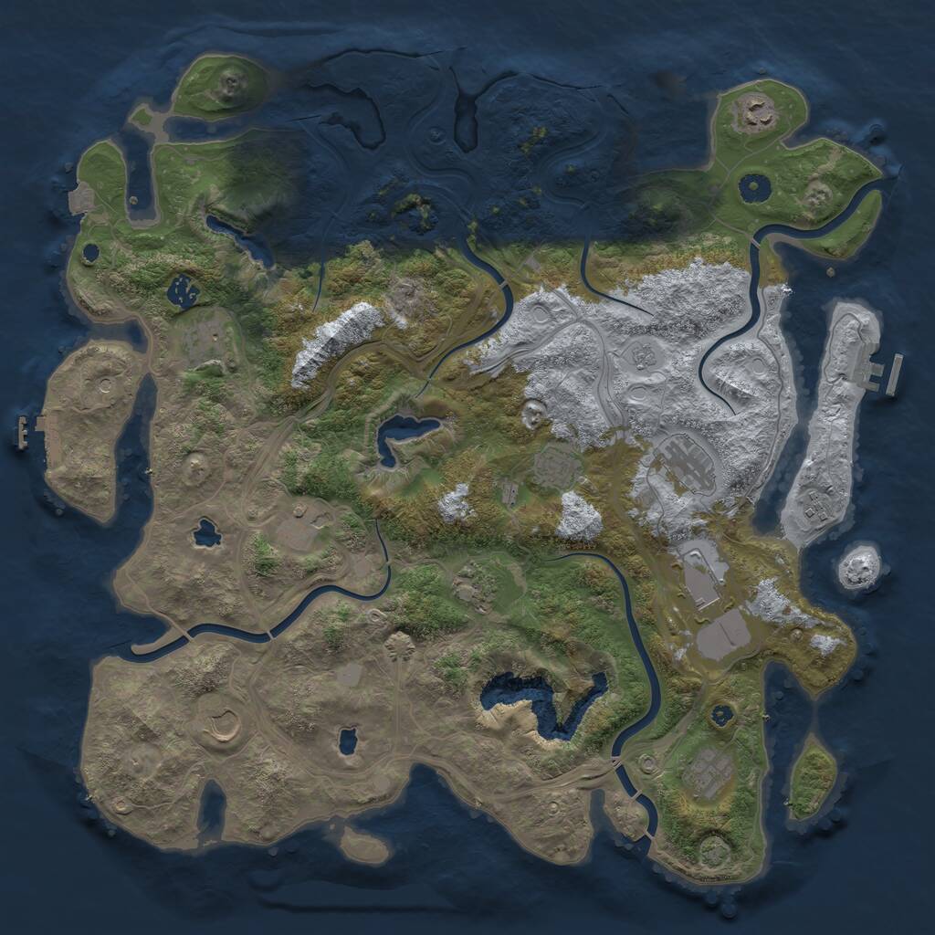 Rust Map: Procedural Map, Size: 4500, Seed: 874492956, 17 Monuments