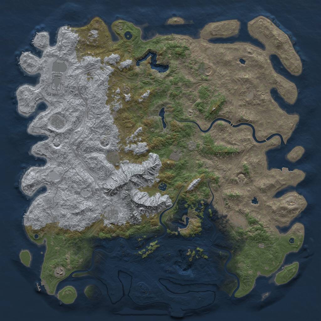 Rust Map: Procedural Map, Size: 6000, Seed: 1119933764, 17 Monuments