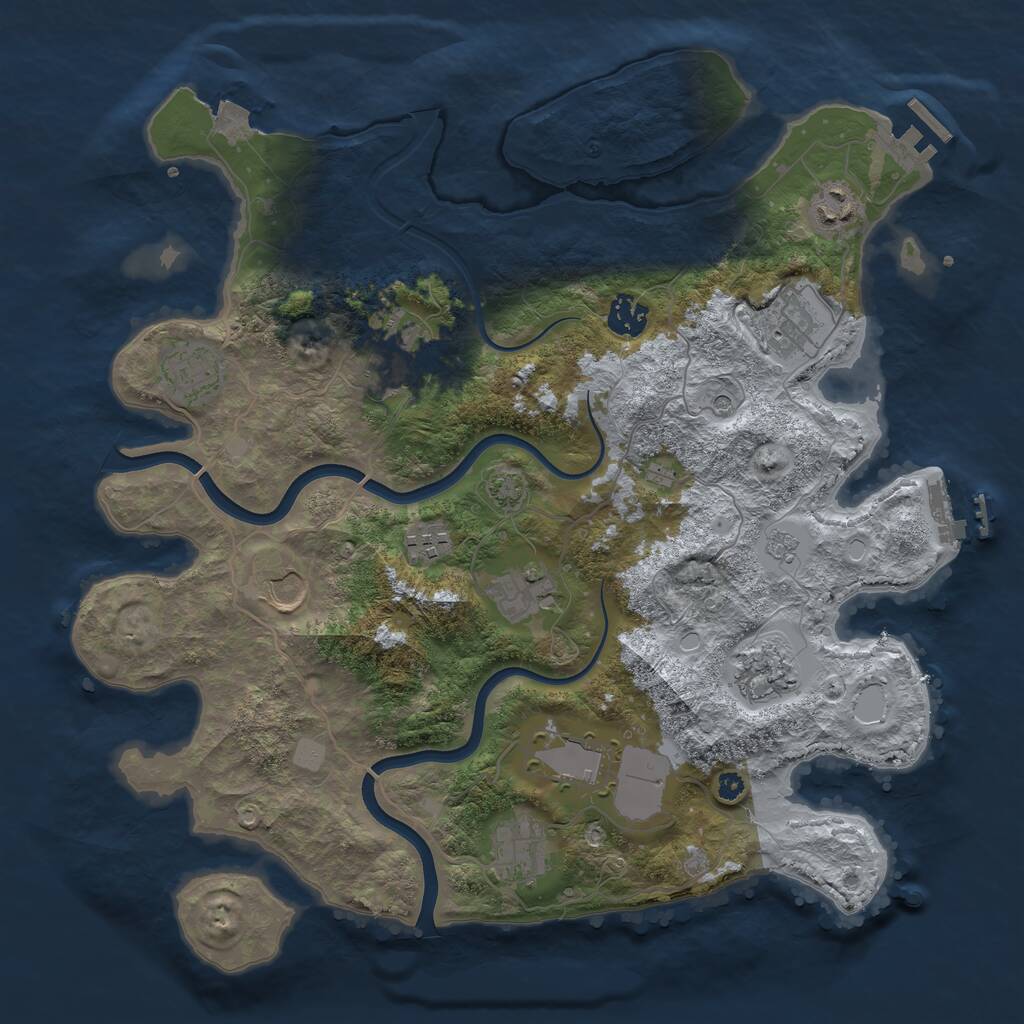 Rust Map: Procedural Map, Size: 3750, Seed: 808444376, 17 Monuments