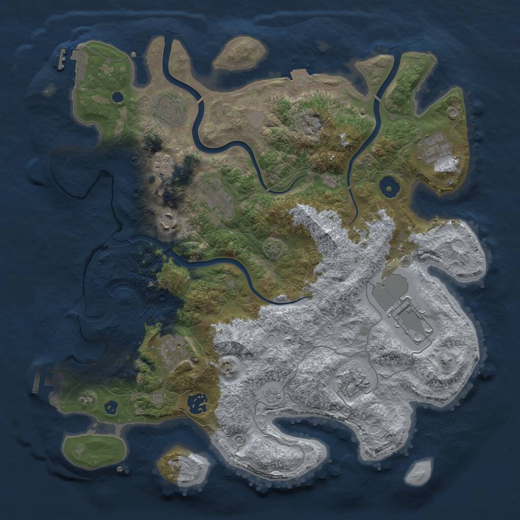 Rust Map: Procedural Map, Size: 3800, Seed: 835459, 15 Monuments