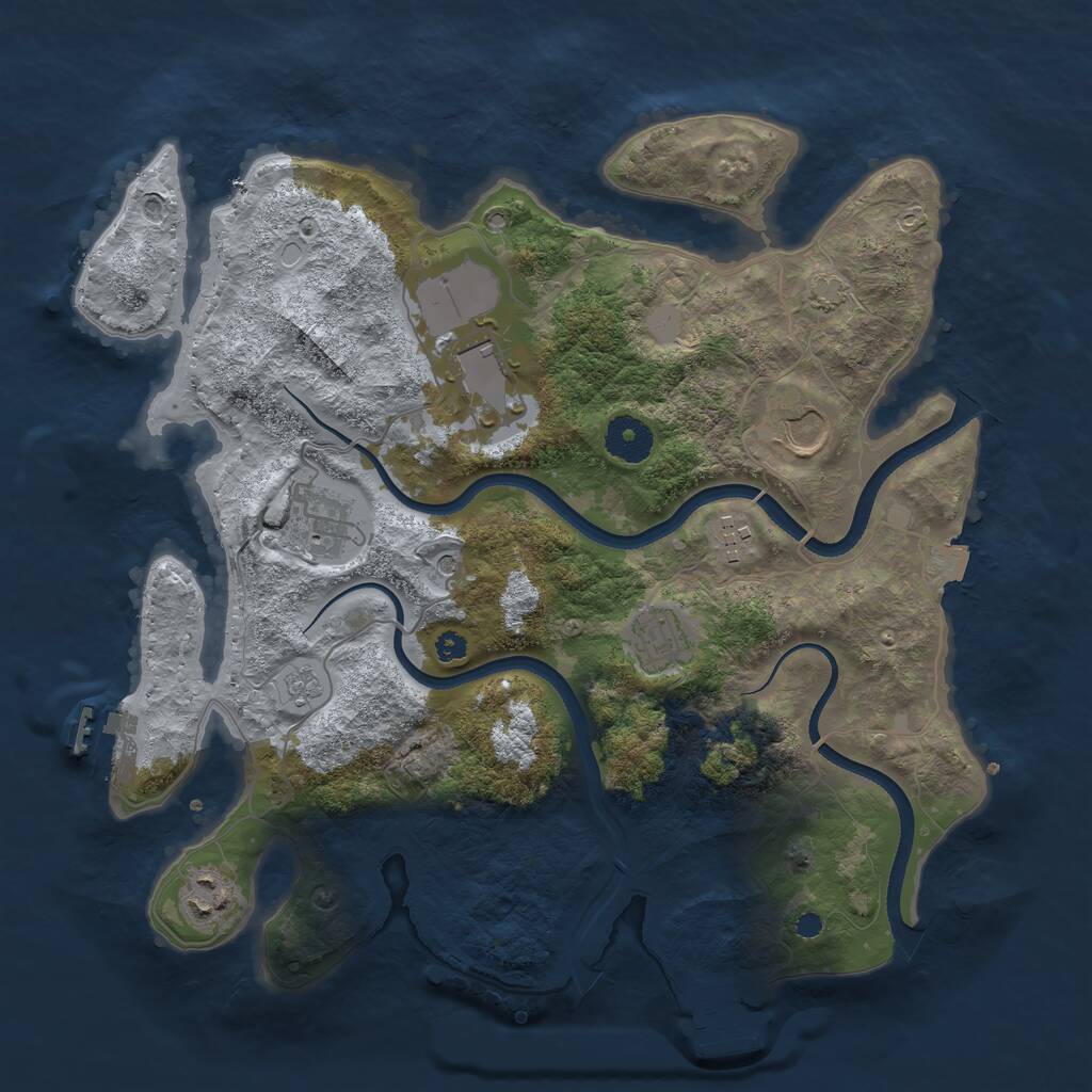 Rust Map: Procedural Map, Size: 3500, Seed: 281267864, 12 Monuments