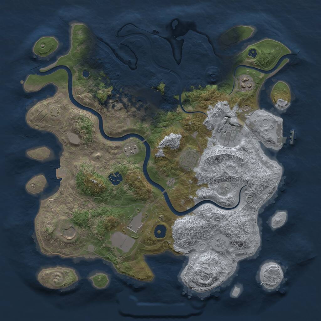 Rust Map: Procedural Map, Size: 3700, Seed: 35052655, 13 Monuments