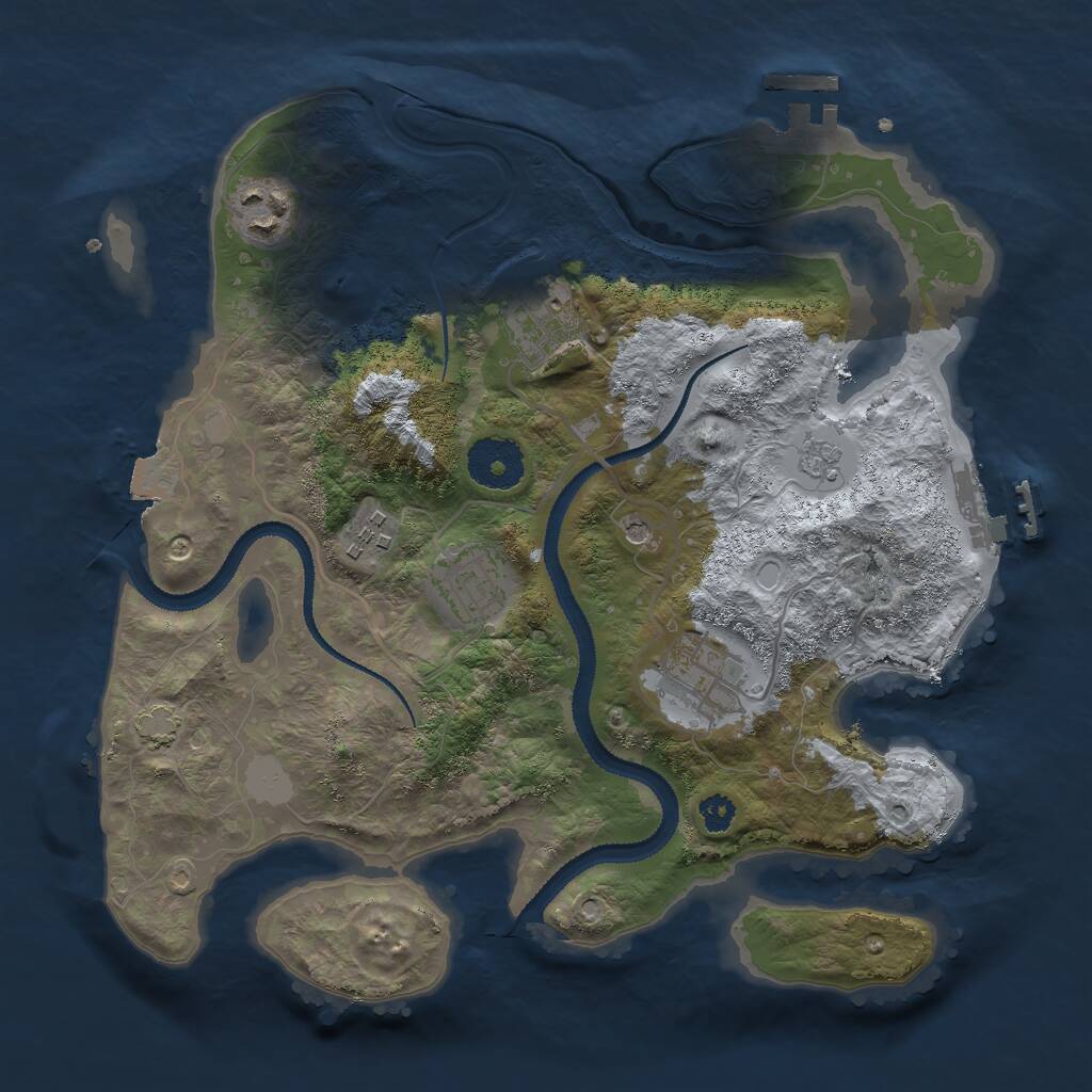 Rust Map: Procedural Map, Size: 3000, Seed: 1035966812, 11 Monuments