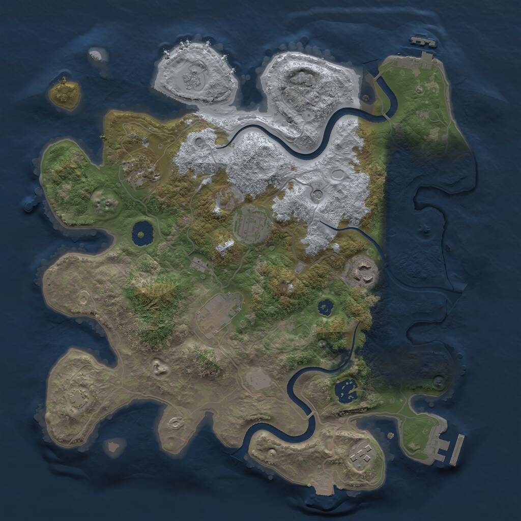 Rust Map: Procedural Map, Size: 3300, Seed: 1787899045, 12 Monuments