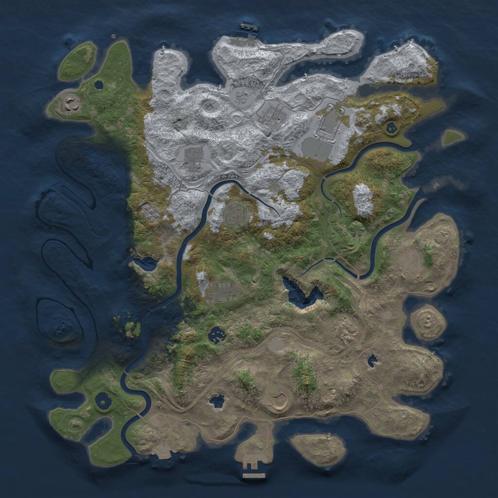 Rust Map: Procedural Map, Size: 4500, Seed: 1442024, 17 Monuments