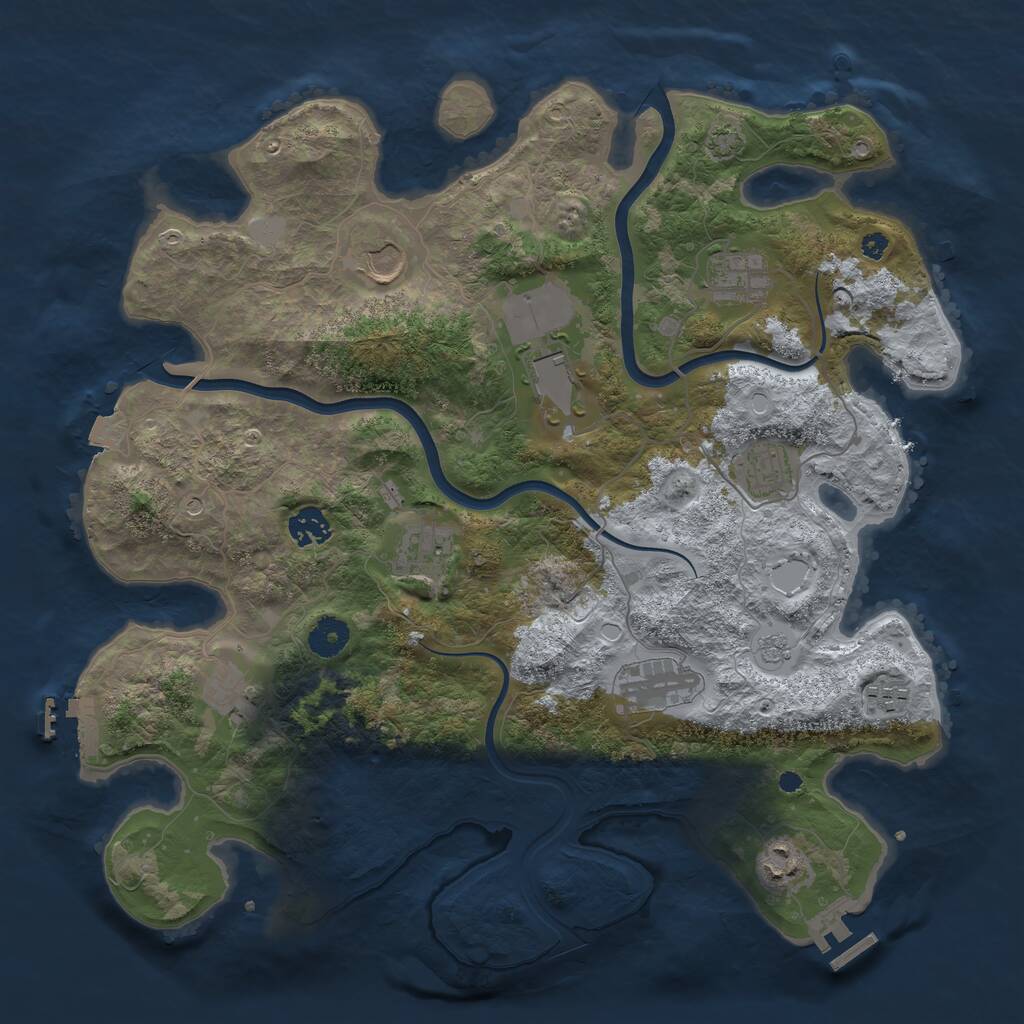 Rust Map: Procedural Map, Size: 3850, Seed: 57415255, 16 Monuments