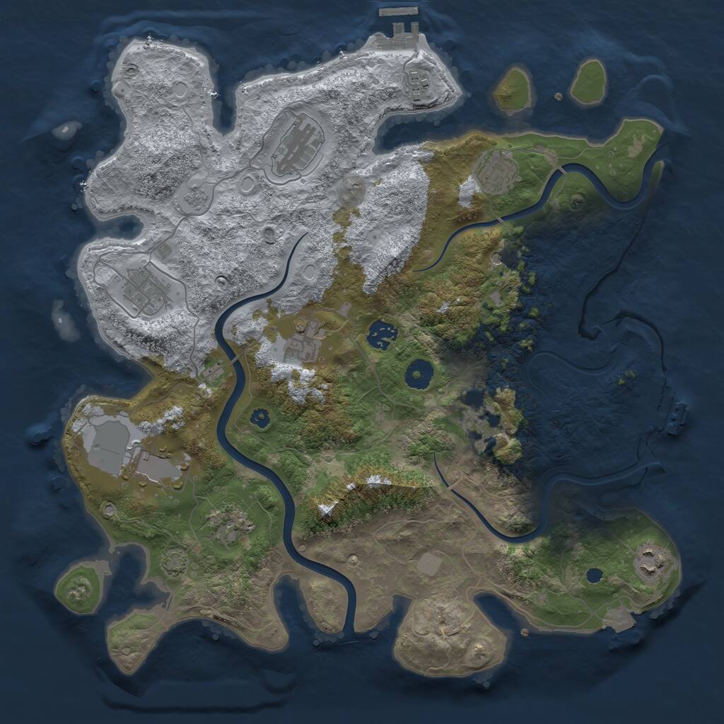 Rust Map: Procedural Map, Size: 3750, Seed: 1946483800, 16 Monuments