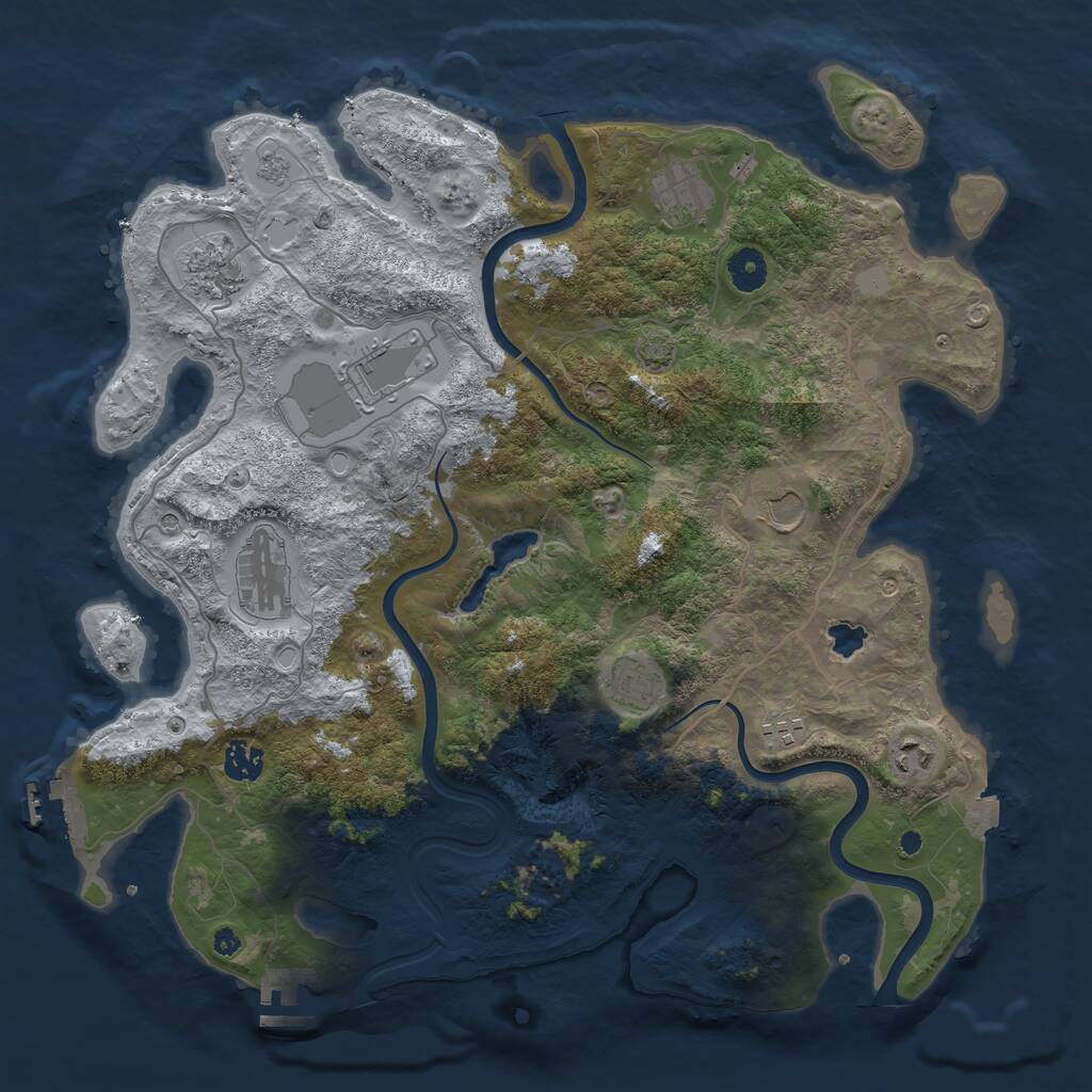 Rust Map: Procedural Map, Size: 4000, Seed: 4993000, 15 Monuments