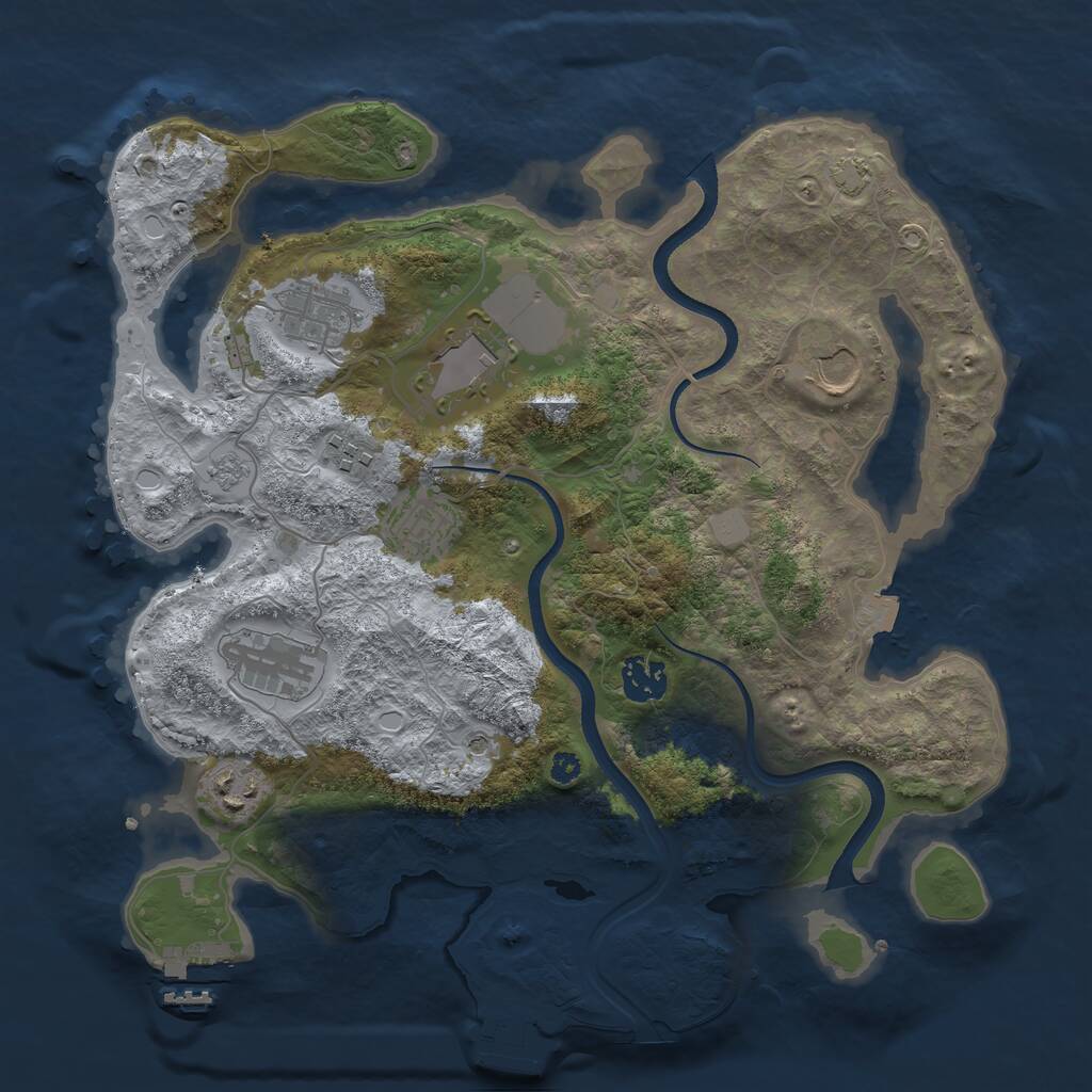 Rust Map: Procedural Map, Size: 3500, Seed: 117358, 14 Monuments