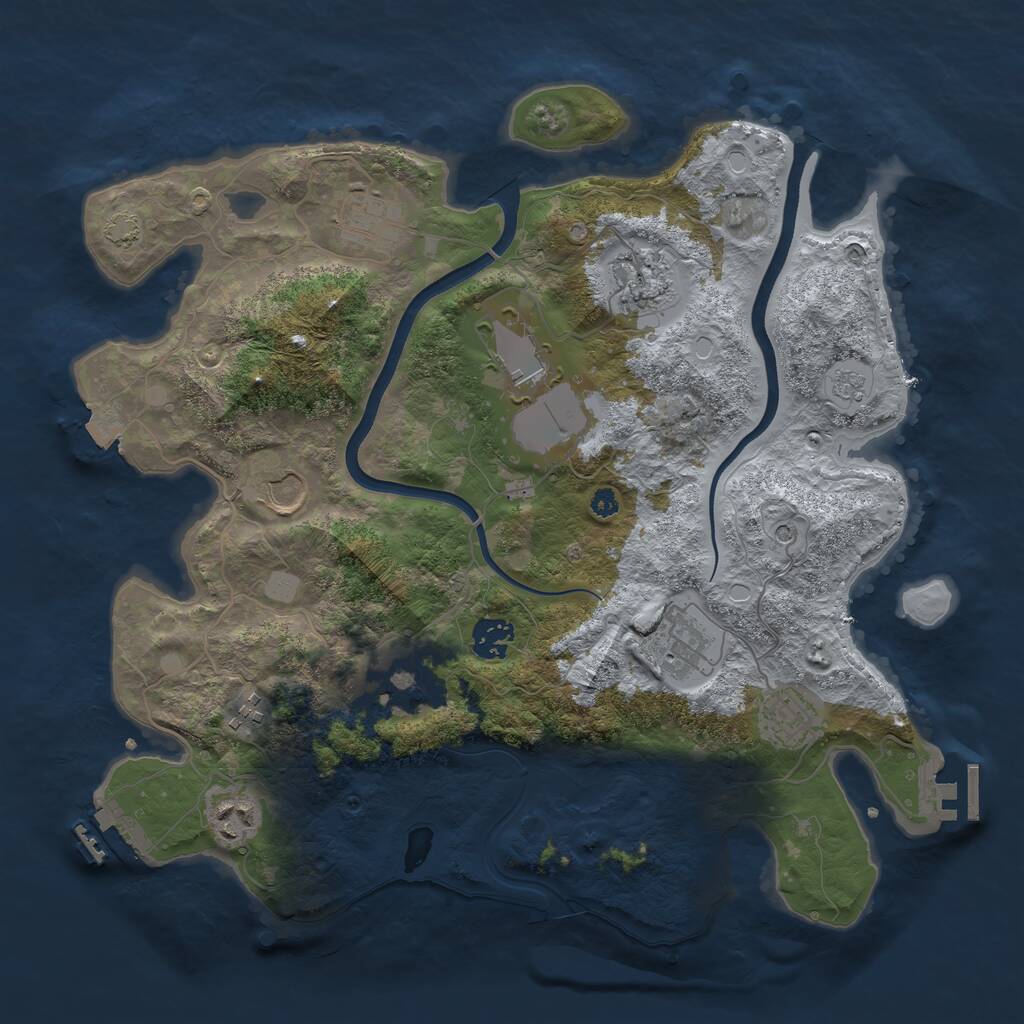 Rust Map: Procedural Map, Size: 3650, Seed: 1014068595, 16 Monuments