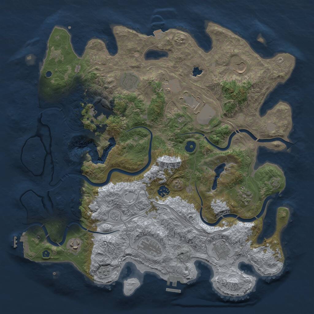 Rust Map: Procedural Map, Size: 4250, Seed: 1229544638, 17 Monuments
