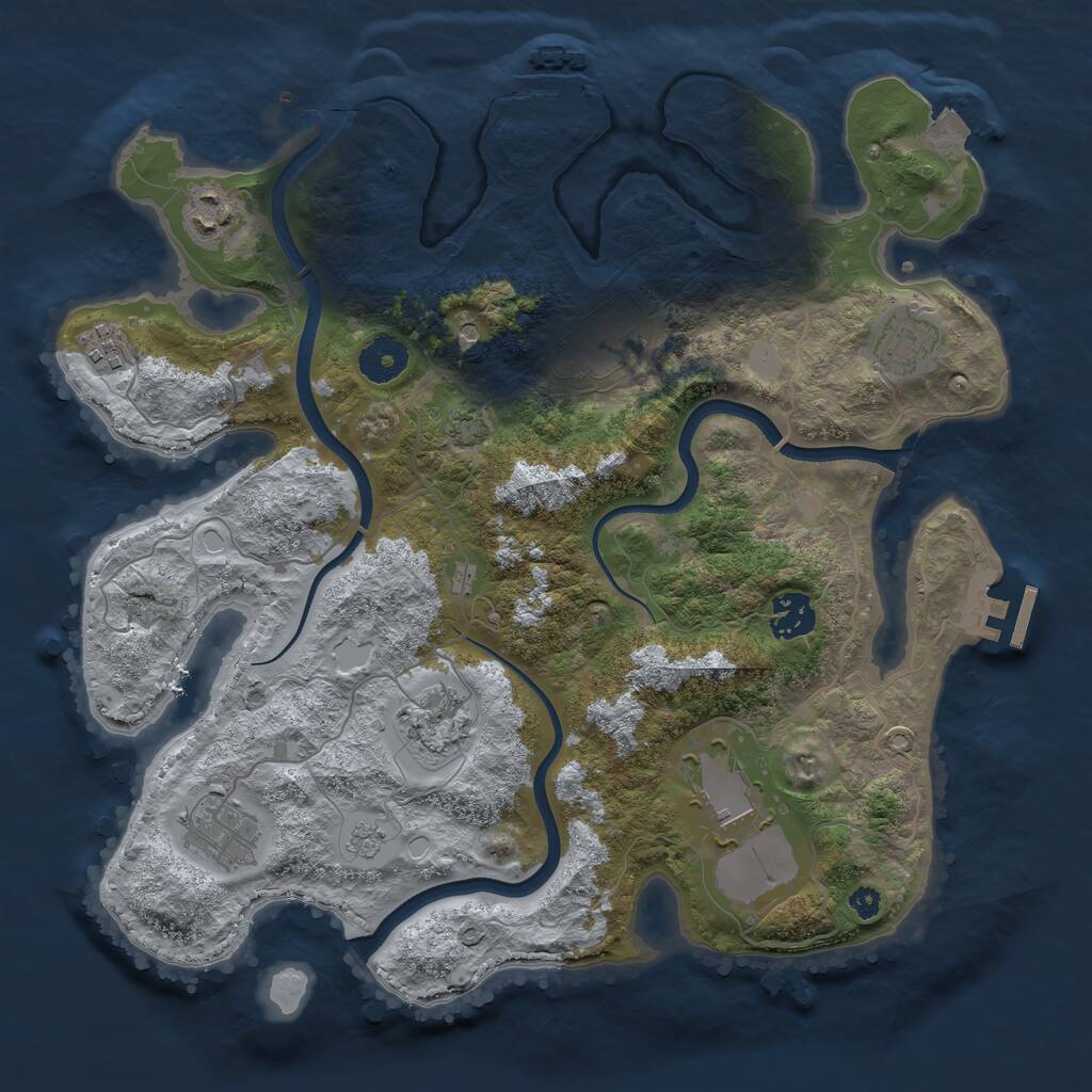 Rust Map: Procedural Map, Size: 3500, Seed: 752913269, 14 Monuments