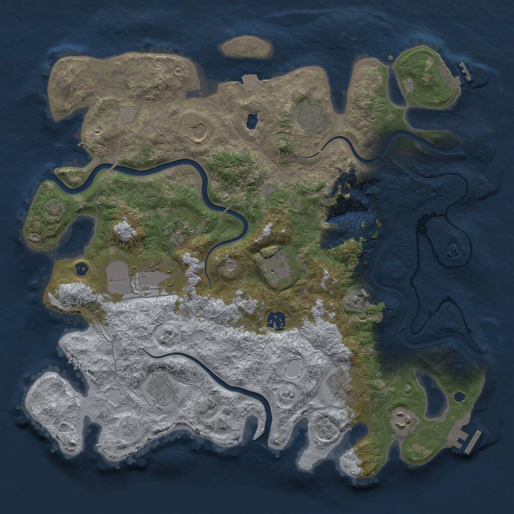 Rust Map: Procedural Map, Size: 4000, Seed: 563454224, 16 Monuments