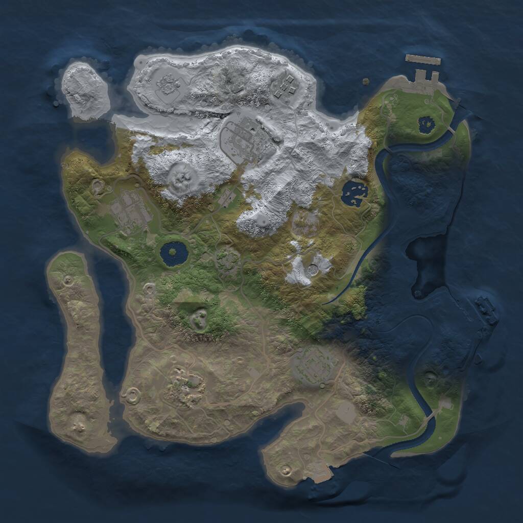 Rust Map: Procedural Map, Size: 3000, Seed: 3945, 12 Monuments