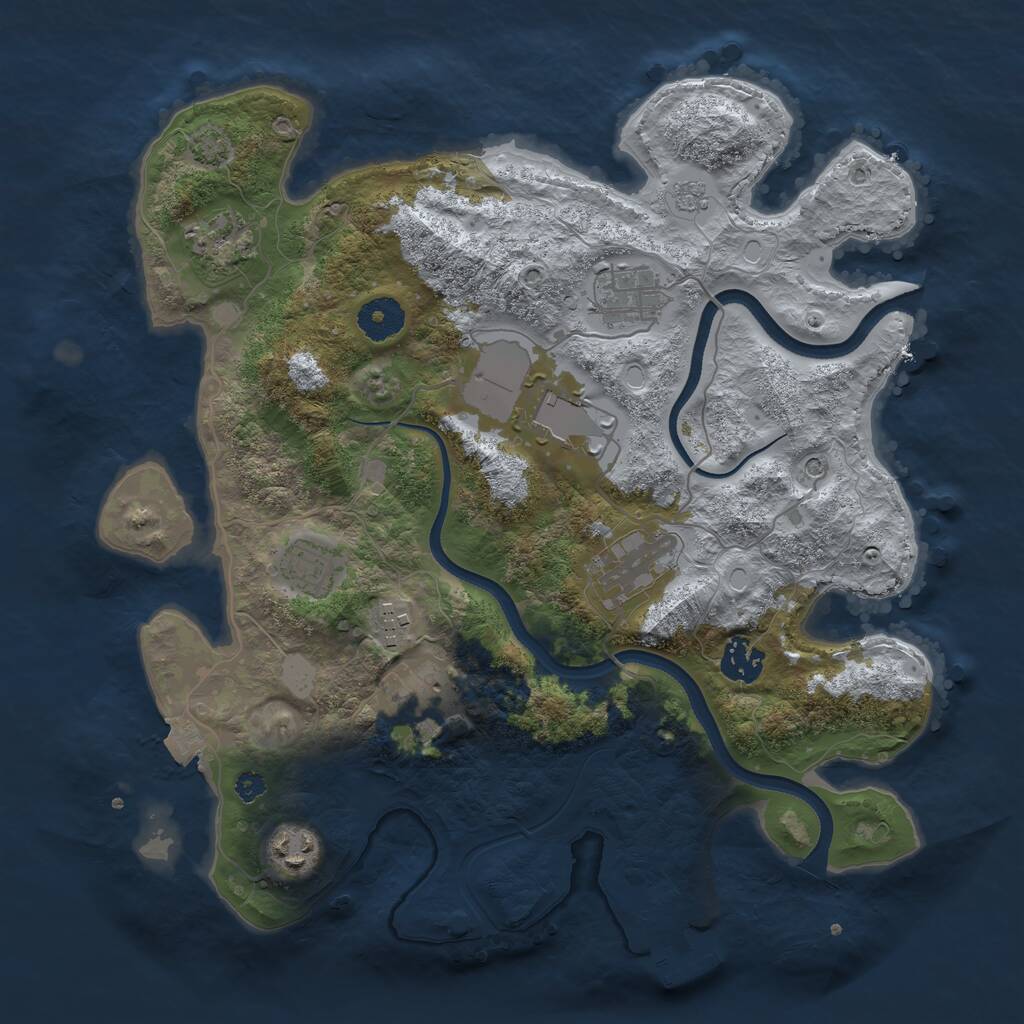 Rust Map: Procedural Map, Size: 3500, Seed: 24550, 14 Monuments