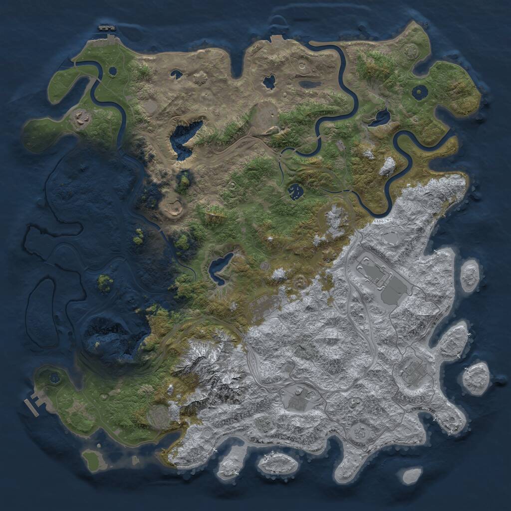 Rust Map: Procedural Map, Size: 5000, Seed: 1384857983, 17 Monuments
