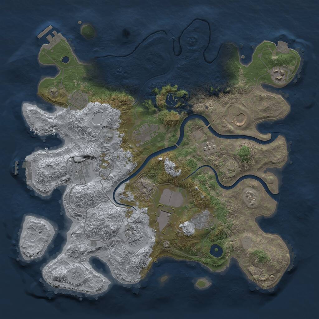 Rust Map: Procedural Map, Size: 3700, Seed: 1081801148, 16 Monuments